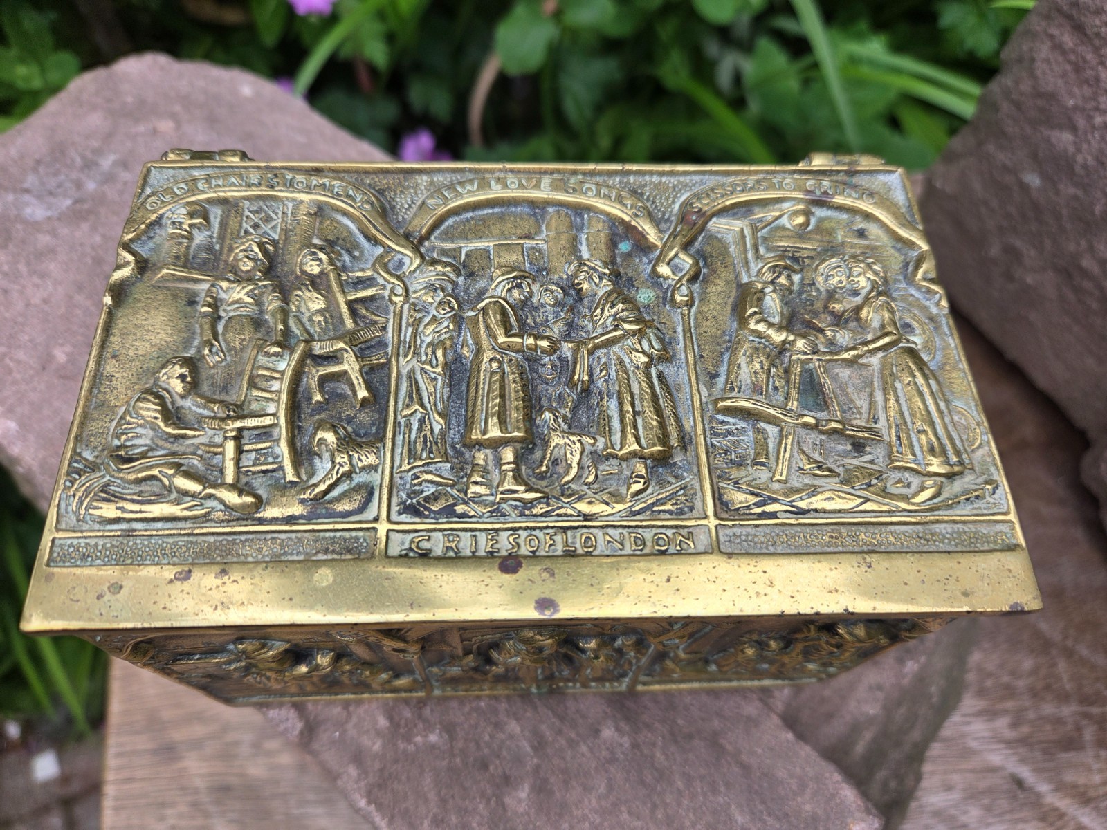 Antique Solid Brass Cigarette Casket Box Cries of London