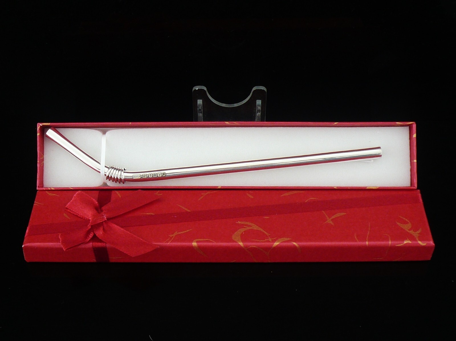 NEW Sterling Silver Drinking Straw Cased, Scottish Hallmarked, King Charles Mark