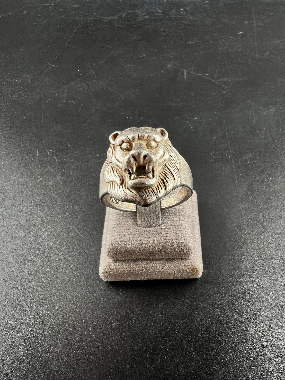 Rare Vintage Solid Silver Lion 2 Frog Head Ring