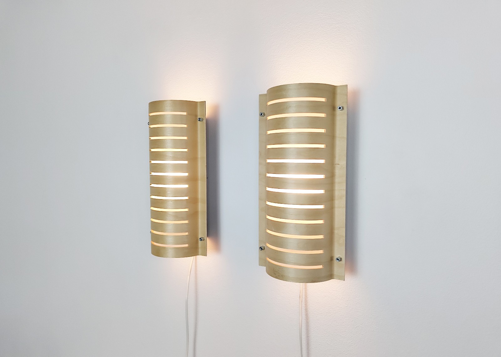 Pair of vintage wood sconces, wall lamps, plafonniers, vintage Ikea, Swedish