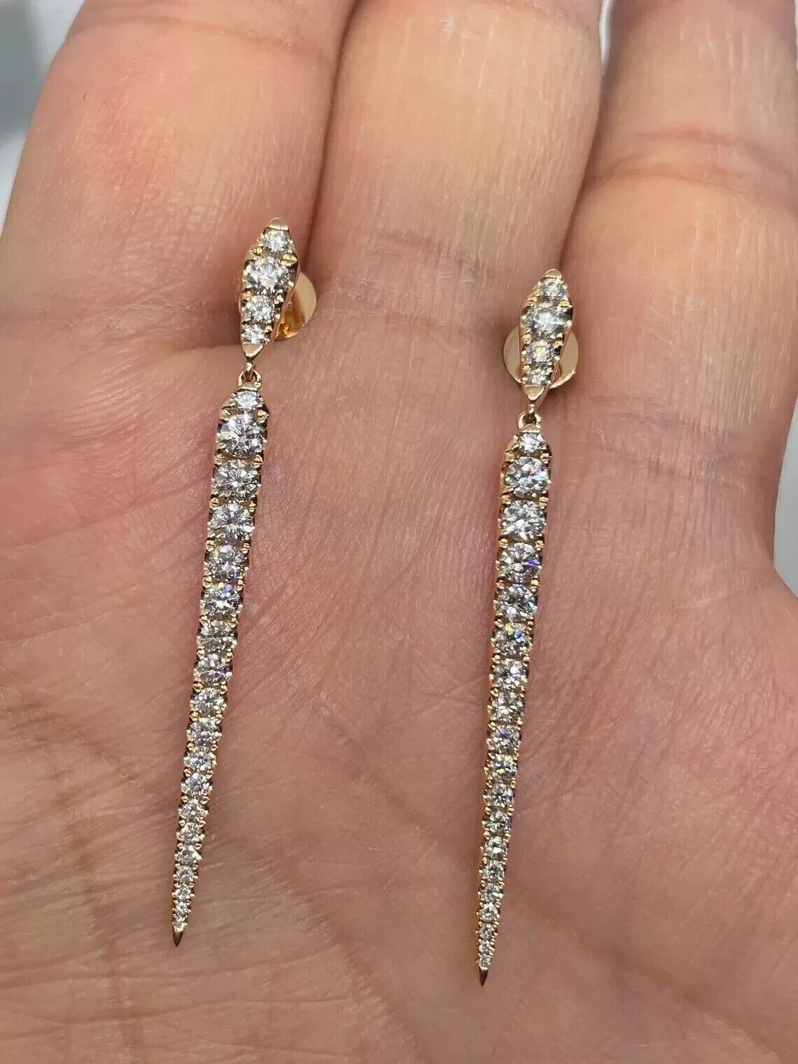 Round Cut Simulated Diamond Beautiful Drop Dangle Earring 14K Yellow Gold Plated