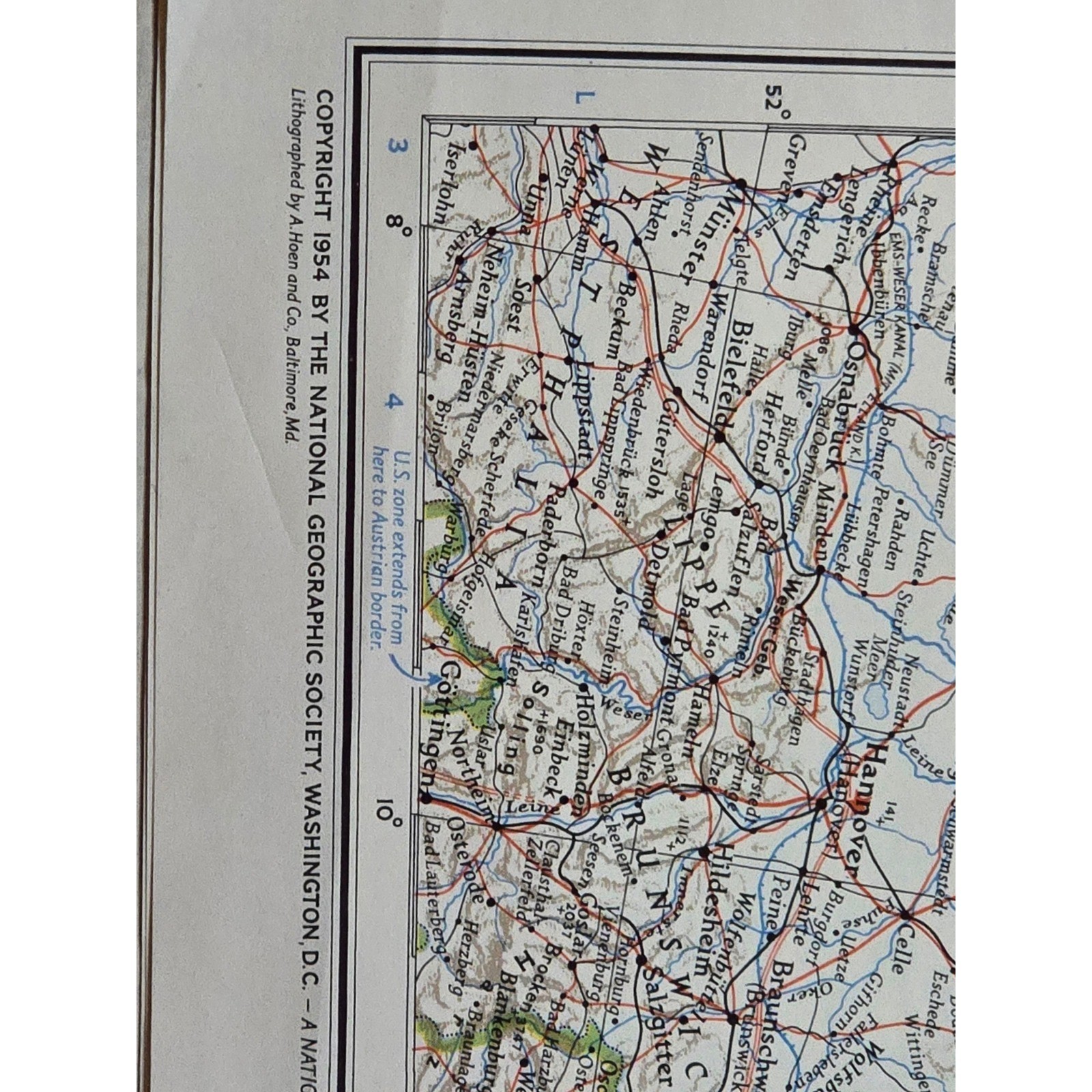 National Geographic Northern Europe Map 1954 Scotland Vintage Wall Art