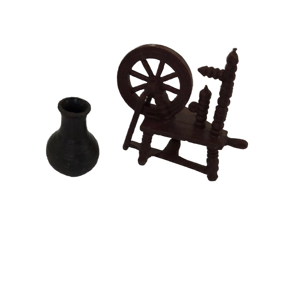 Lot Is For (2) Marx Vintage Play Set Doll House Furniture Vase Spinning Wheel