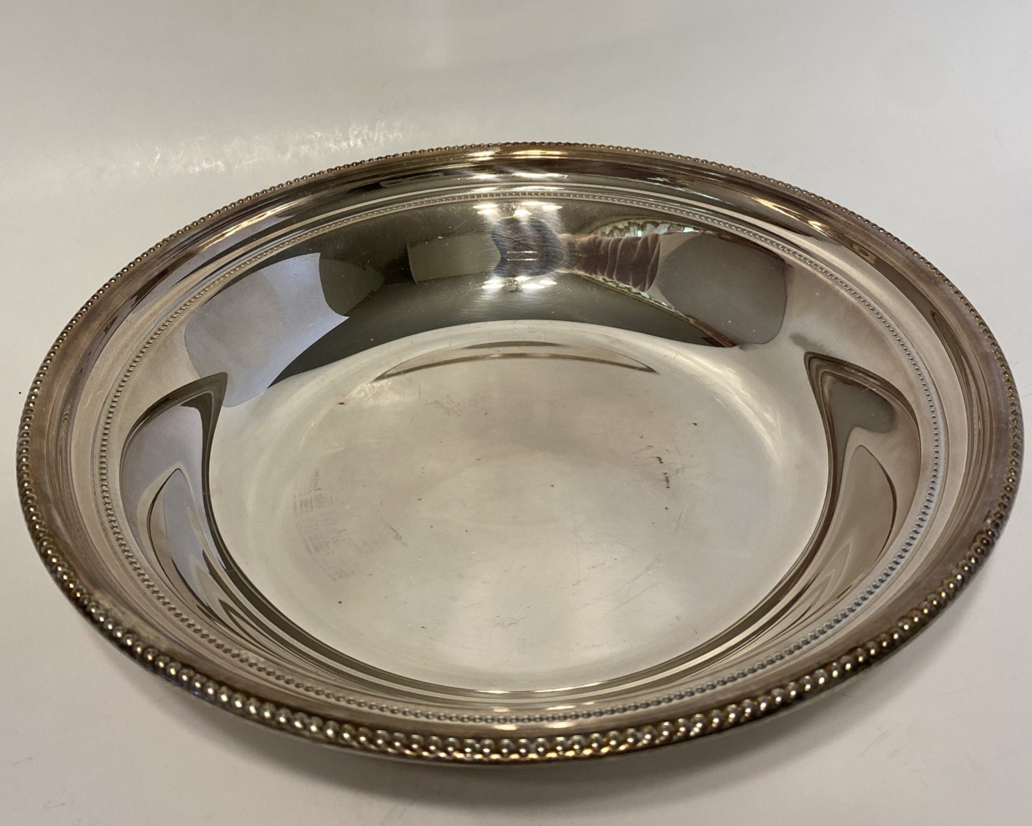 TOWLE Silver plate Serving Bowl 10in Beaded Rim Heavy Plated Beautiful!