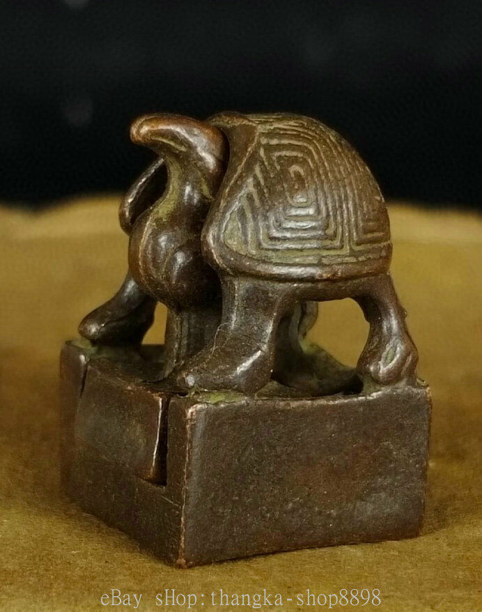 2″ Old Chinese Red Bronze Gilt Four Animal God Beast Seal Stamp Statue Set