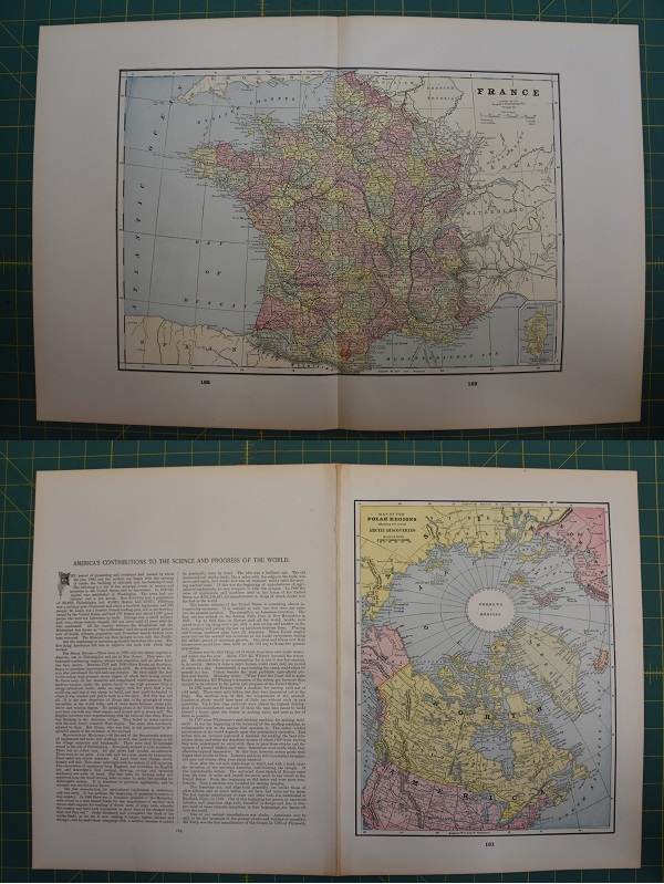 France Polar Regions Vintage Original 1895 Werner Company World Atlas Map Lot