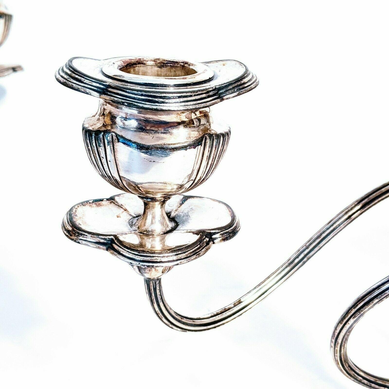 Antique Pairpoint Candelabra Pair Set 6132 Quadruple Silver Plated Art Nouveau