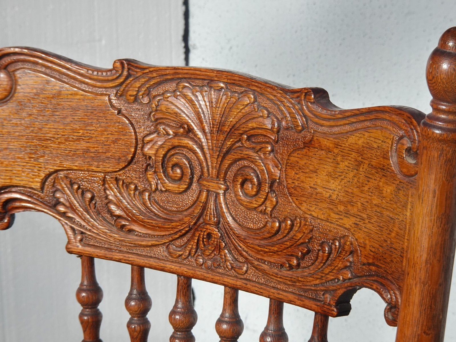 Chairs Pressed Back ~ Set of Four Cane Vintage French Country Golden Oak Chairs
