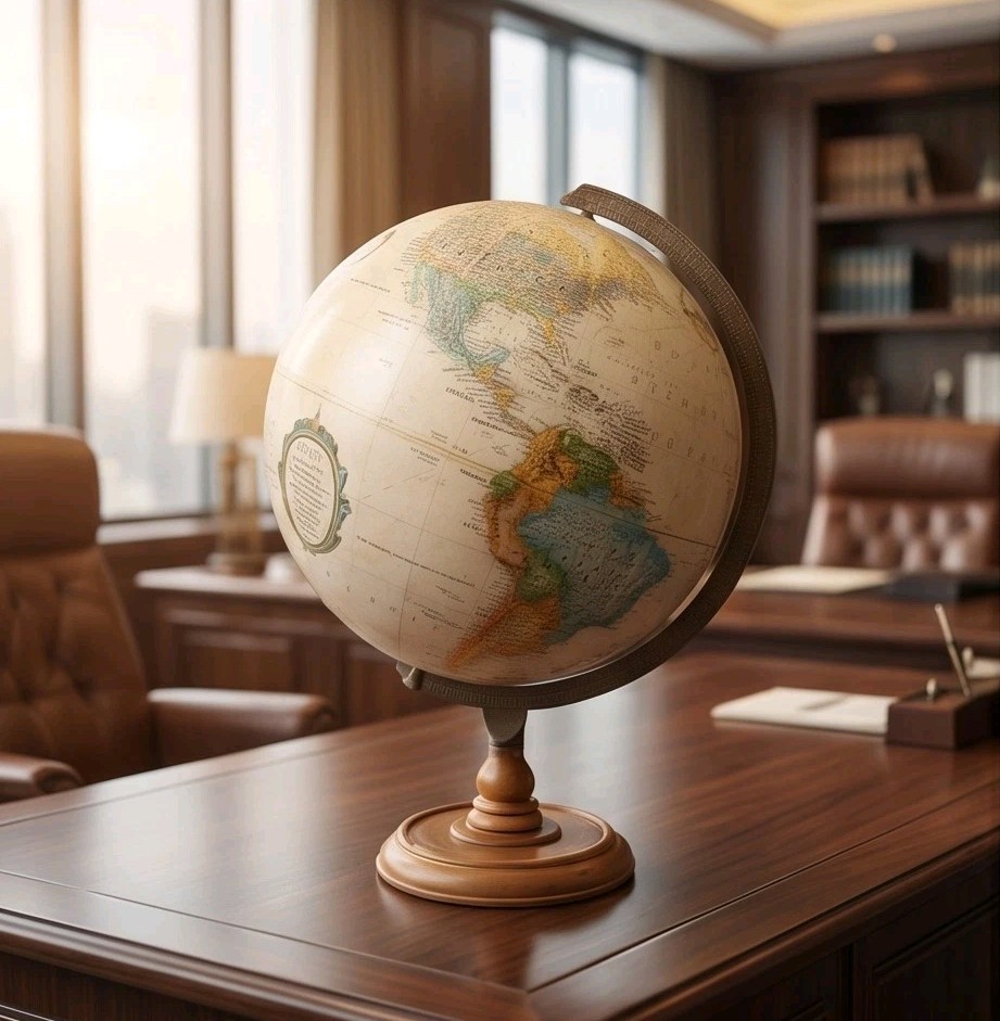 1960 Replogle World Classic Series 12” Globe Raised Relief Wood Base Made in USA