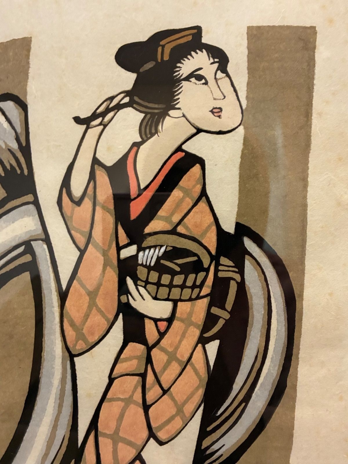 Yoshitoshi Mori Woodblock Kappa Print “ゆ(Public Bath)” Framed 43.5×51.5cm Signed