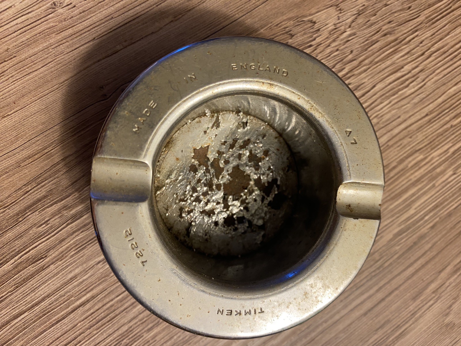 Vintage Timken Retro Brass silver Ash Tray 1960s round 72212 47 made in England