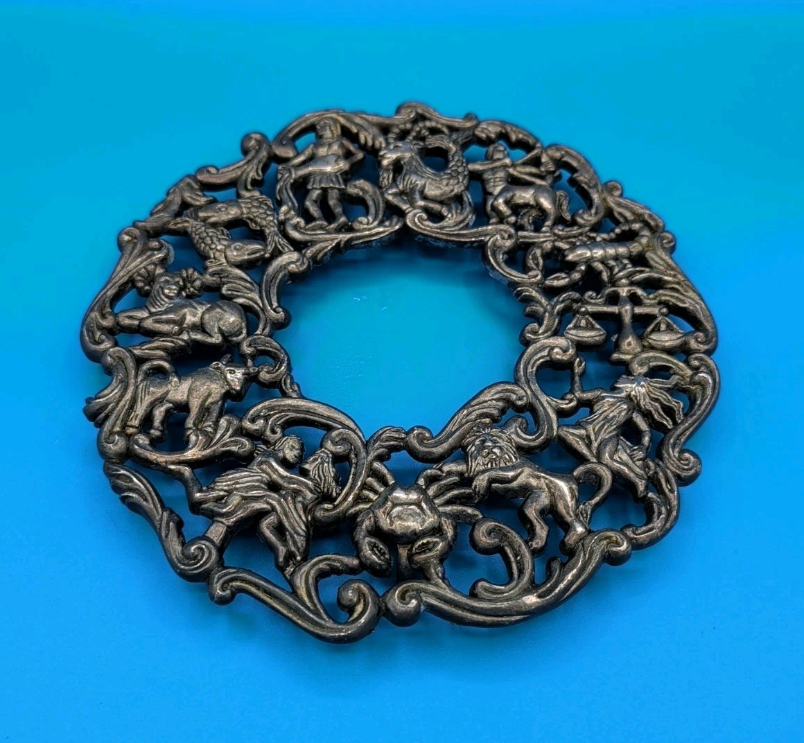 Zodiac Astrology Silver Plate Trivet Or Wall Hanger Godlinger Silver Art Co 1993