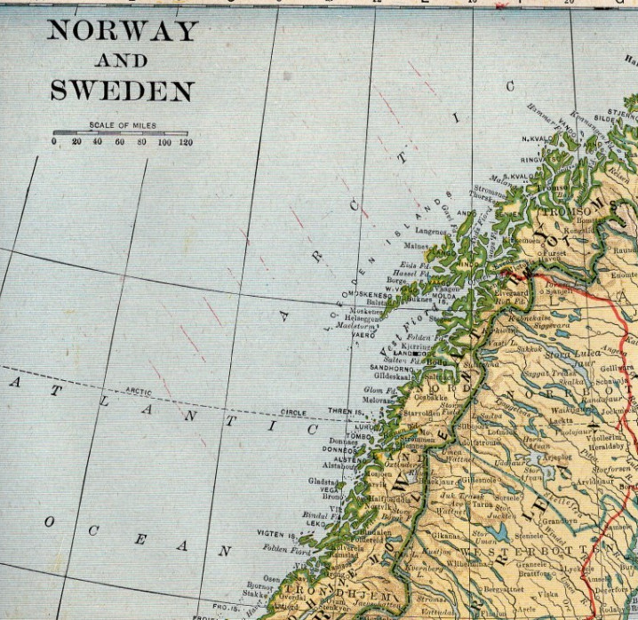 Norway Sweden Antique Map 1921 Scandinavia Stockholm Oslo Atlas Map