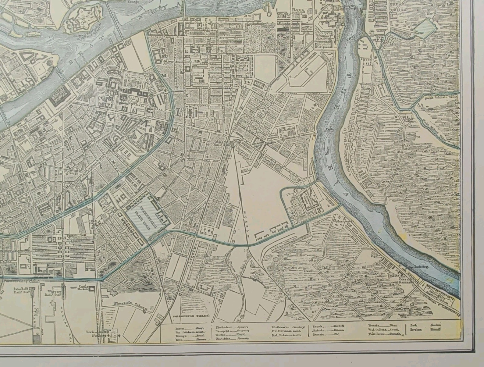 Vintage 1893 ST PETERSBURG RUSSIA Map 14″x11″ ~ Old Antique Original HARE ISLAND