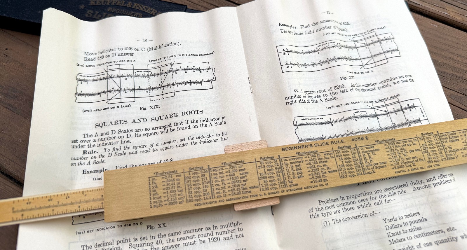 Vintage 1920s K & E Beginners Slide Rule 4058c Keuffel & Esser Wood USA EOC