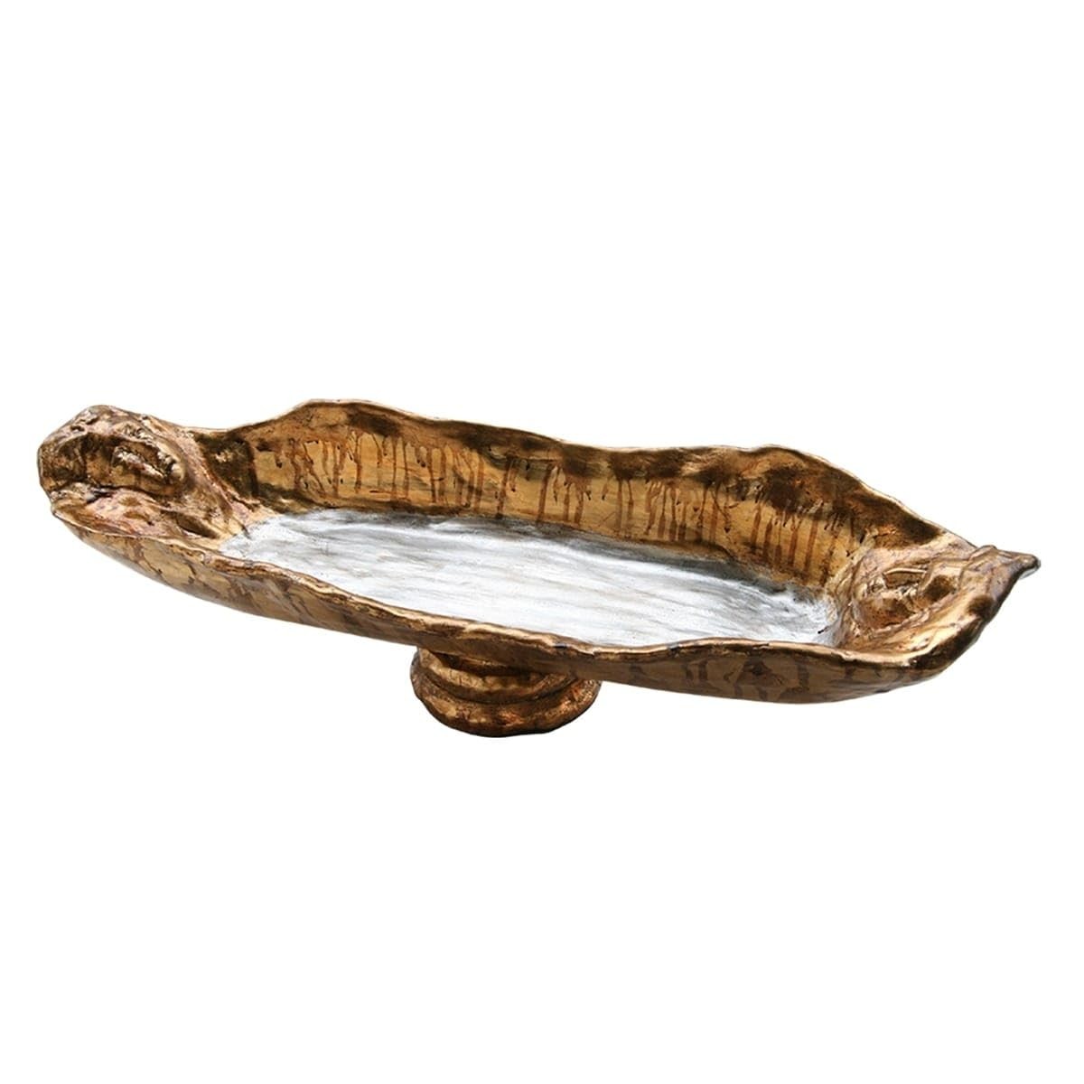 Bowery Hill 28″ Traditional Resin Bowl in Gold and Silver Leaf
