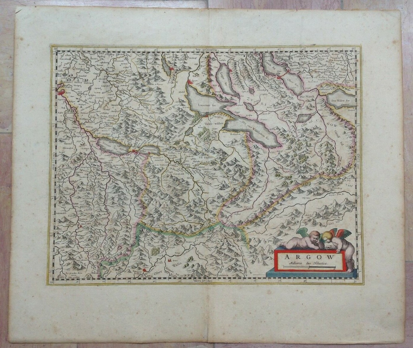 SWITZERLAND AARGAU 1639 GERARD MERCATOR/JODOCUS HONDIUS LARGE ANTIQUE MAP