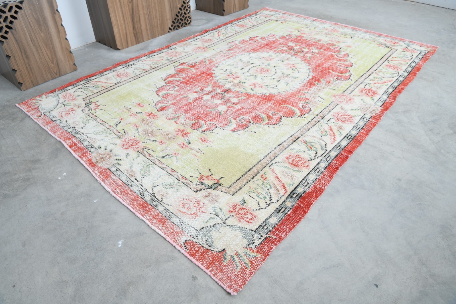 6×9 rug faded turkish oushak rug vintage decor rug, hand-knotted wool carpet,484