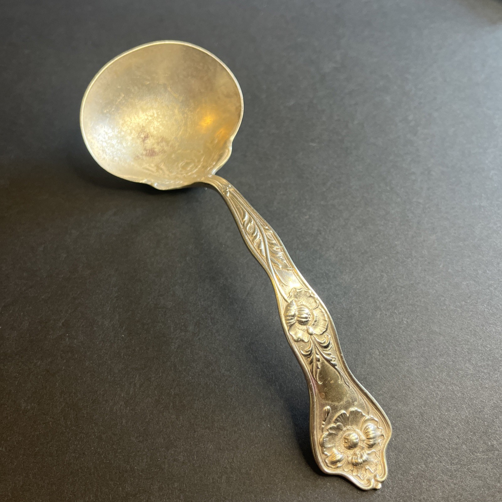Vintage Rogers R&B Silver Plate Sauce Gravy Ladle Poppy Pattern Art Nouveau