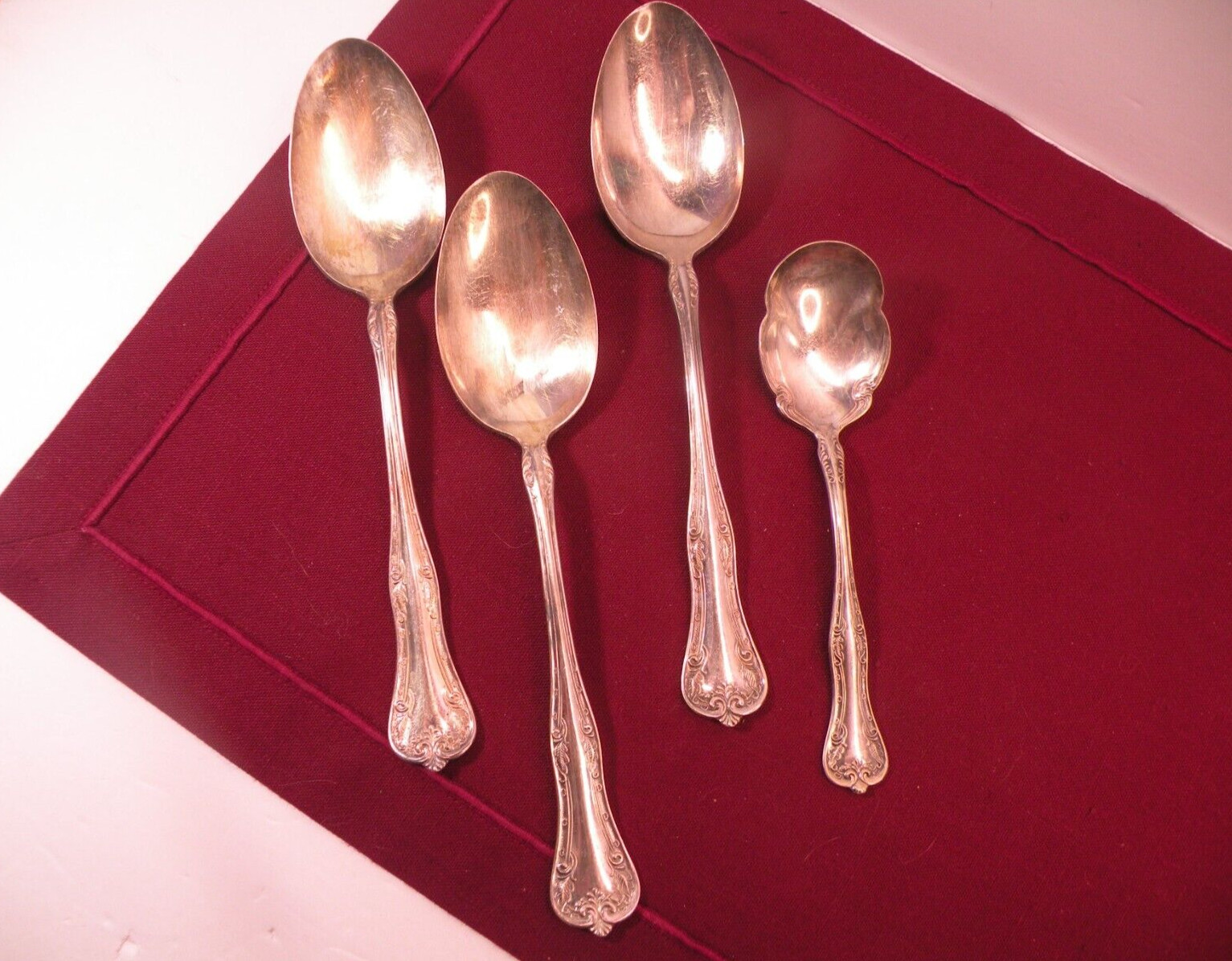 National Silverplate QUEEN ELIZABETH 3 Solid Serving Spoons 1 Sugar Spoon