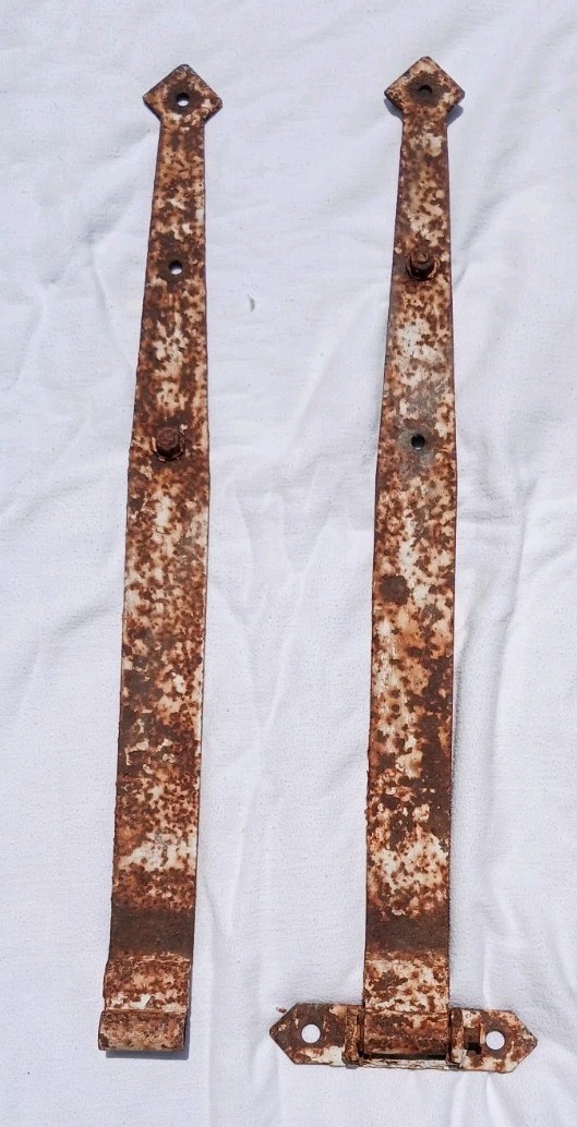 Pair of 4 ft Barn Door Gate Strap Hinges Antique