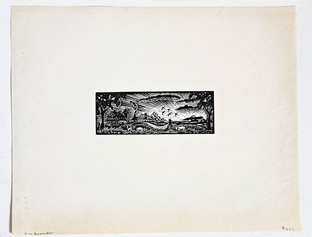 E.W. Bartlett WPA Era Woodblock 30’s – 40’s 9 3/8 in X 7 1/2 in
