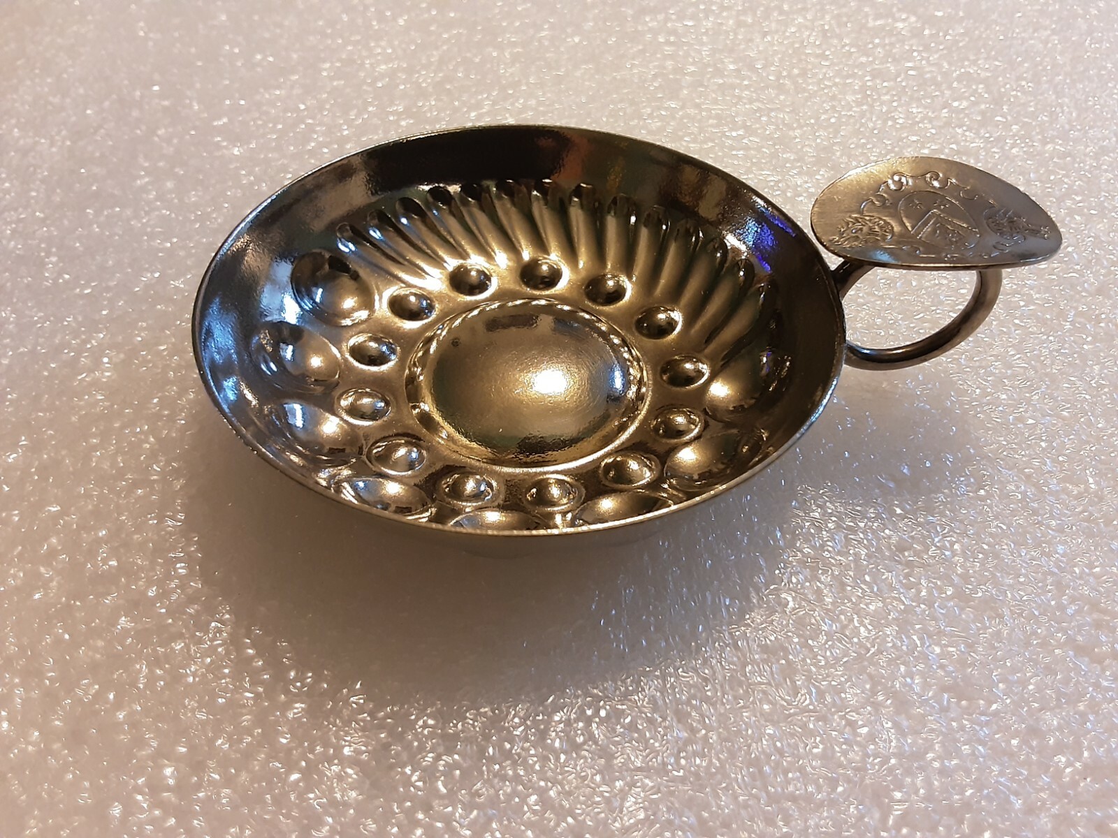 Silver Tastevin Wine Taster w/ Crest Engraving 