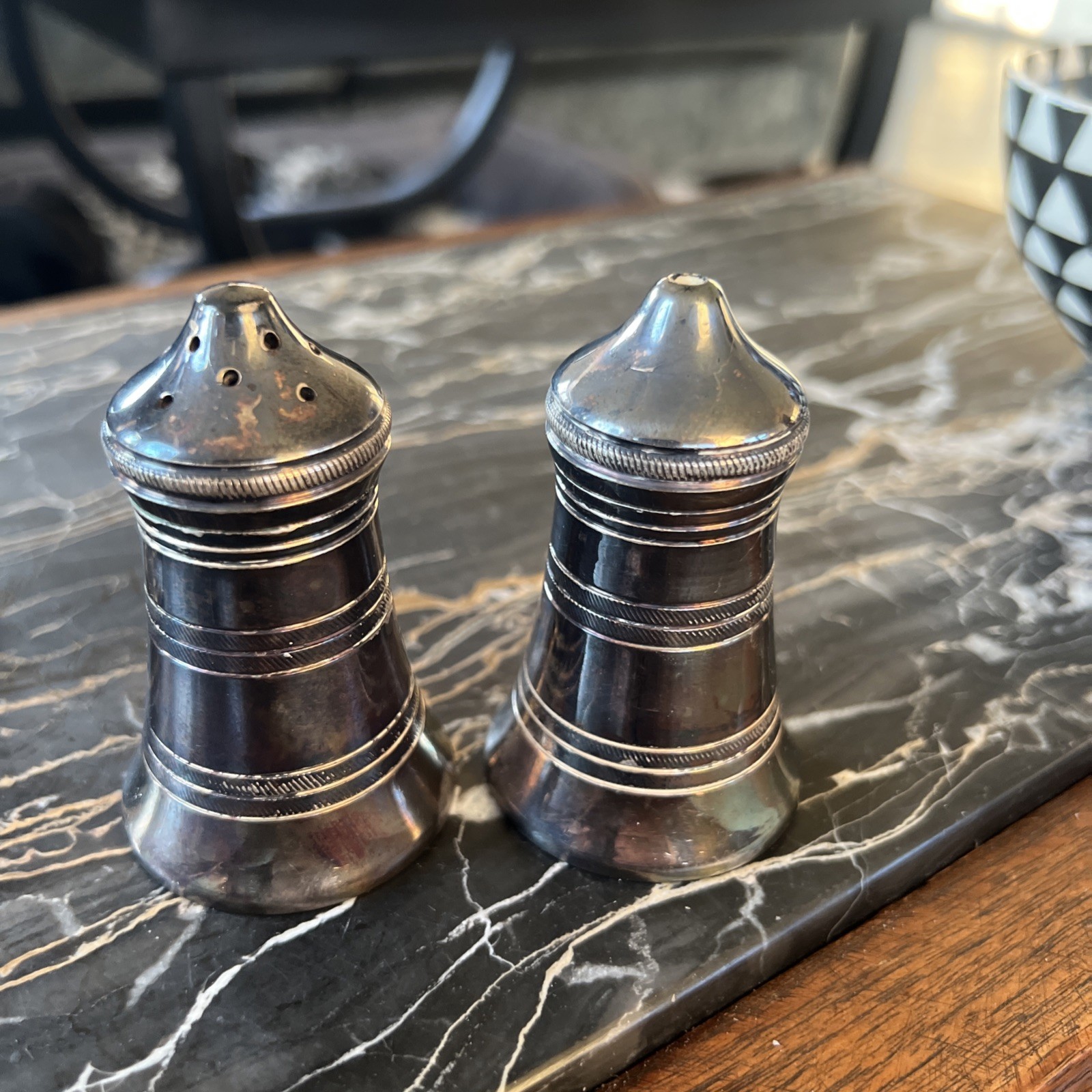 Vintage Salt And Pepper Shakers Weighted Silver Plated ( EP) Sheffield