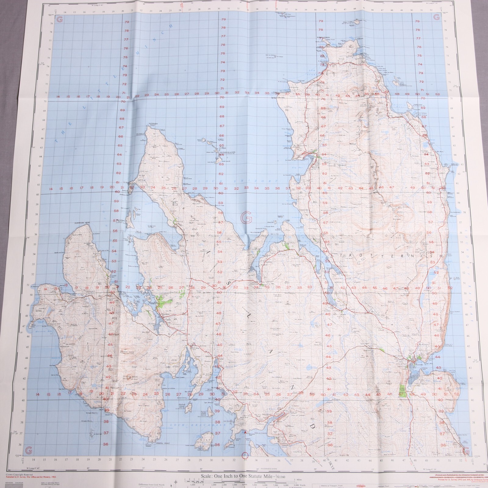 NORTH SKYE Scotland Vintage 1960 military issue Ordnance Survey map 1 GSGS M722