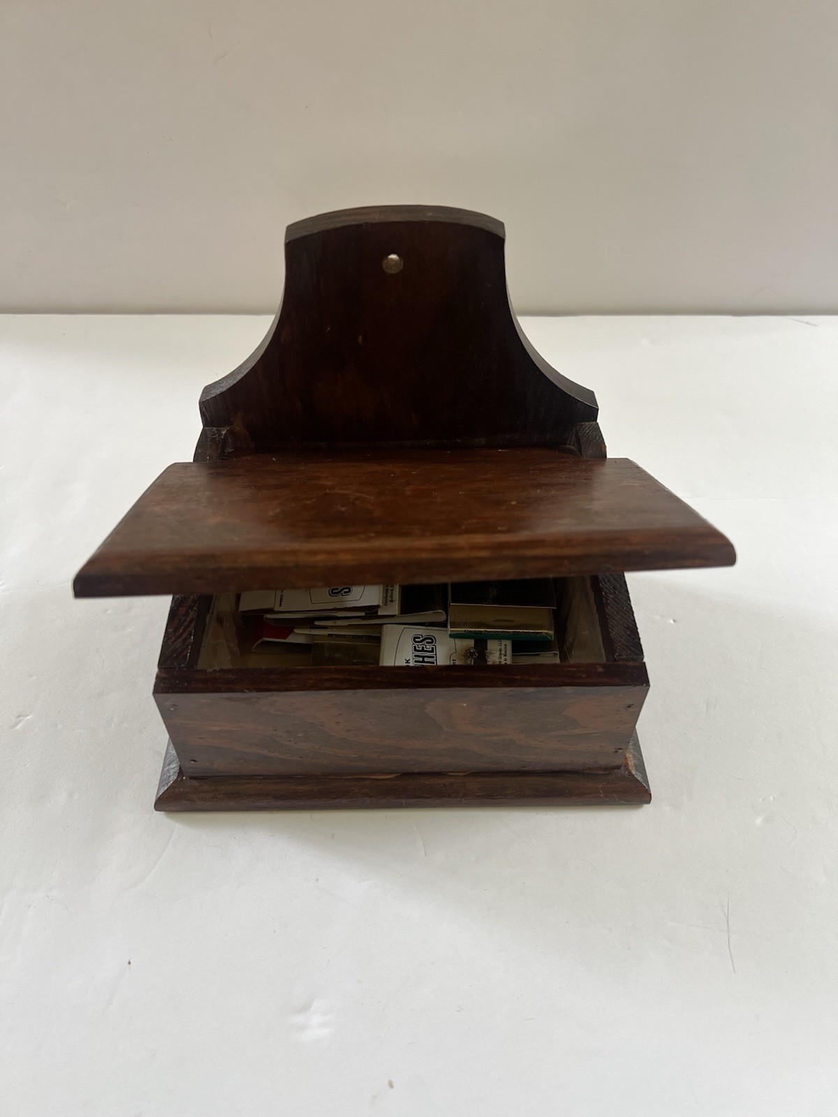 Primitive Antique Rustic Salt Cellar Match Box Wall Decor W/ Matches Cottagecore