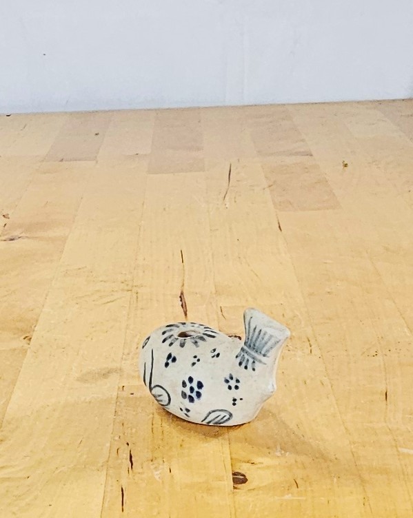15th c. Vietnamese Blue & White Porcelain Puffer Fish Water Dropper Antique 3”