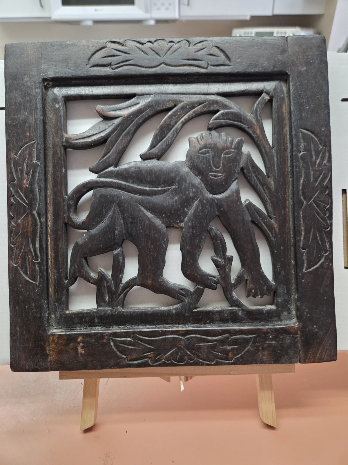 Mango Wood Hand Carved Monkey Wall Panel 12” X 12″ Made In India