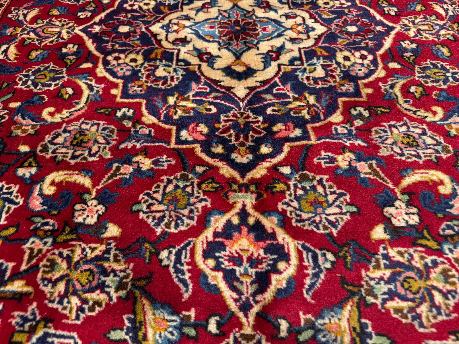 5×8 RED VINTAGE ORIENTAL RUG hand-knotted fine handmade small navy blue wool 5×7