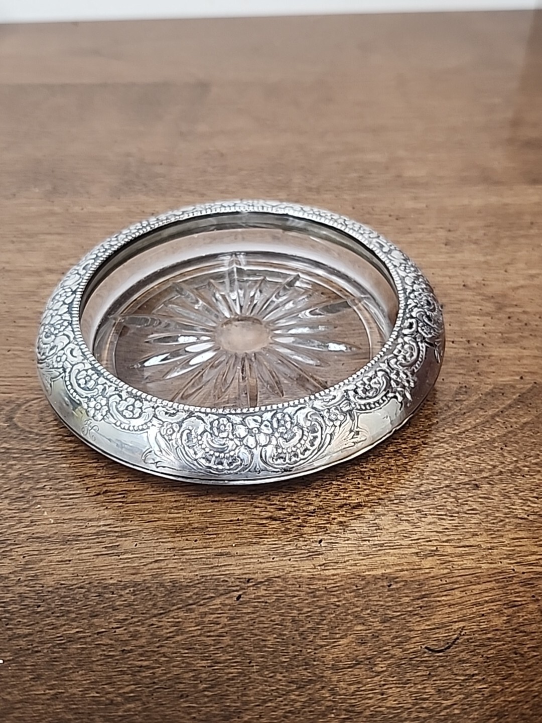 FRANK M WHITING STERLING FLORAL COASTER