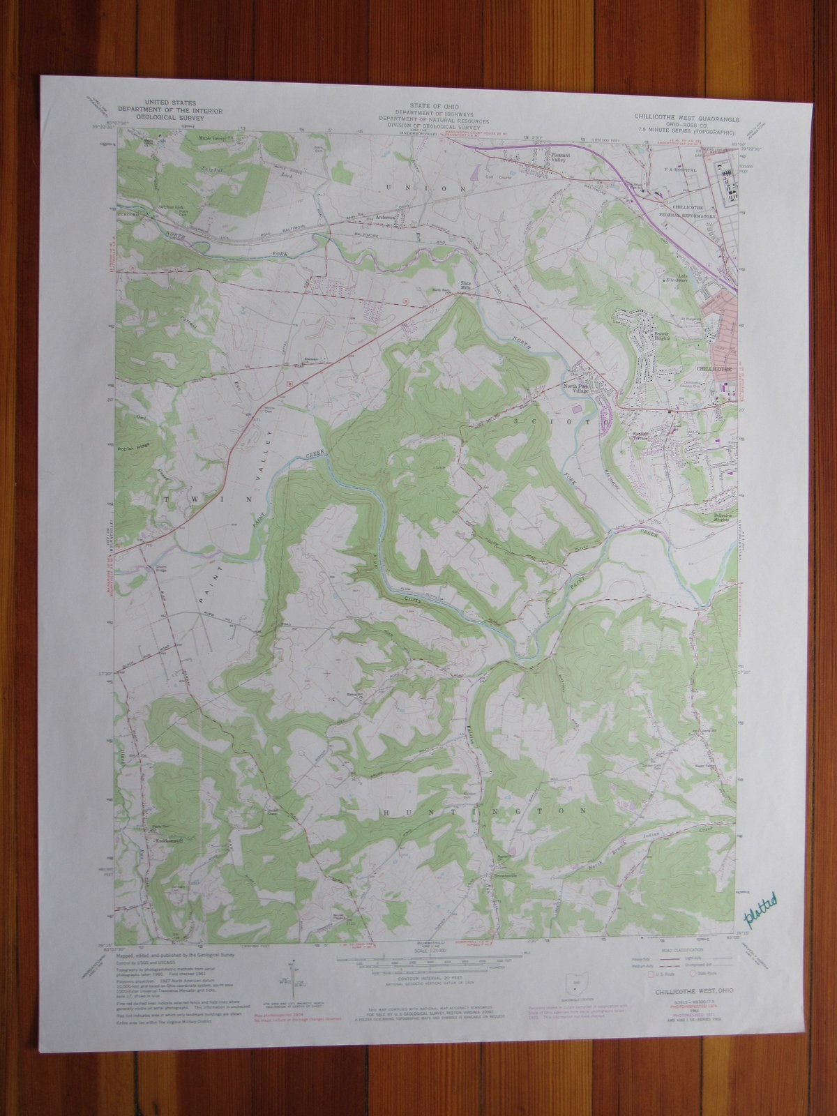 Chillicothe West Ohio 1977 Original Vintage USGS Topo Map