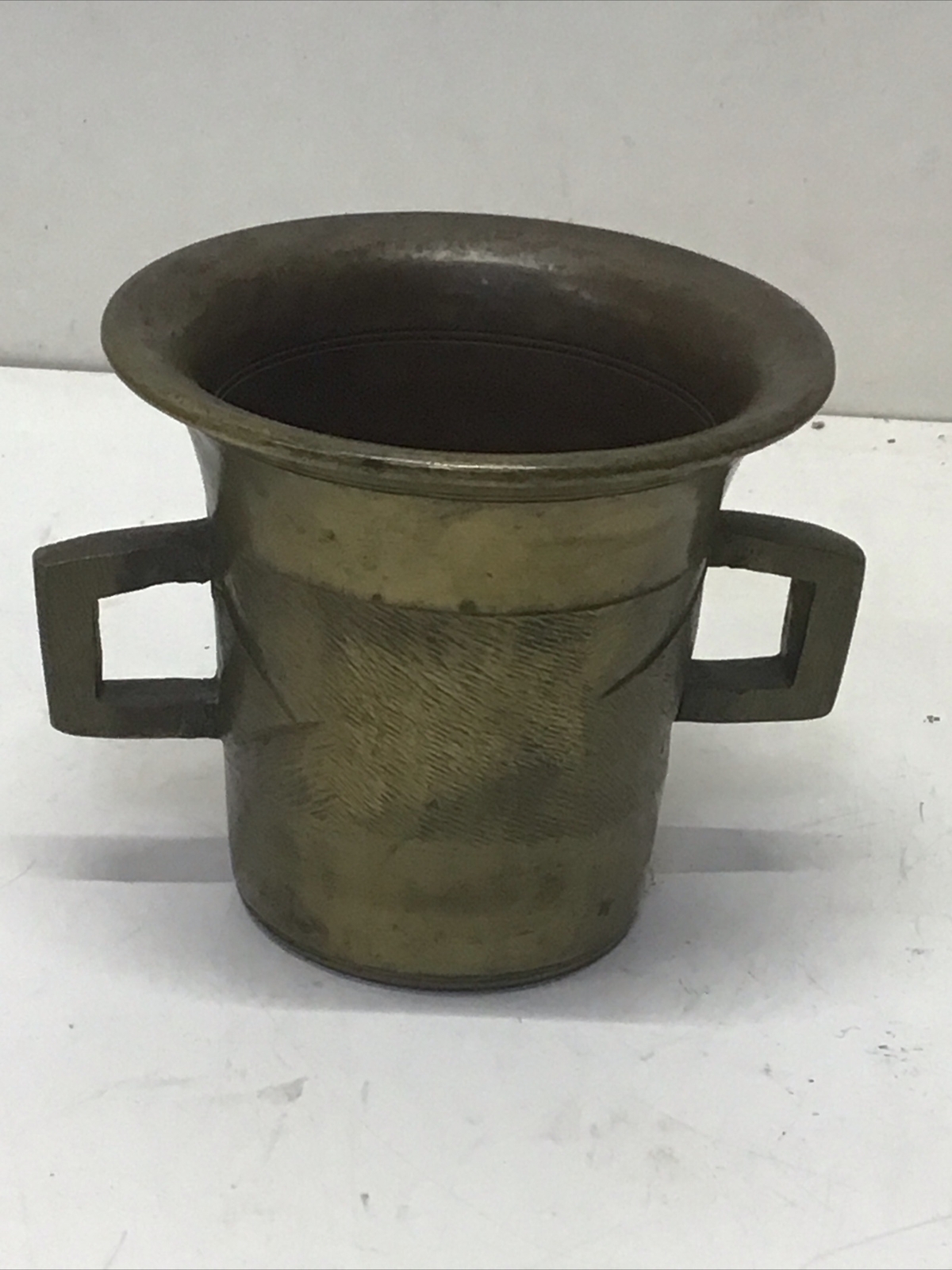 Vintage Antique Brass or Bronze Double Handled Mortar Container