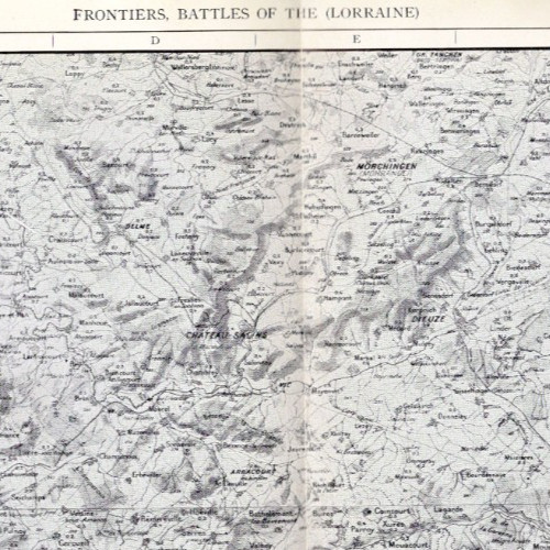 LORRAINE France WWI Battle Map Nancy Metz 1914 11×16 Antique Atlas Map