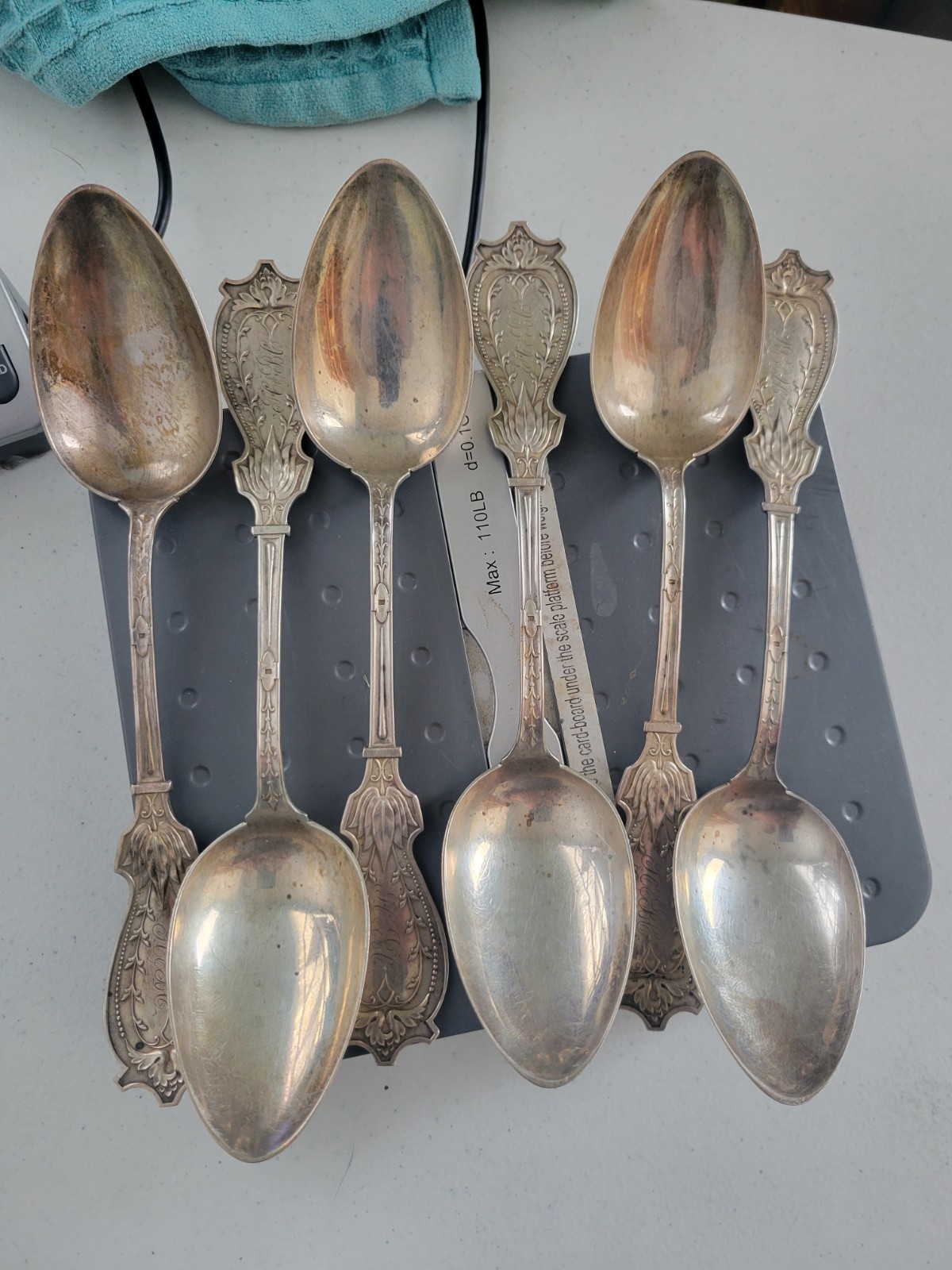 Schulz and Fischer Sterling set of 6 spoons TBSP or serving Faralone 10oz