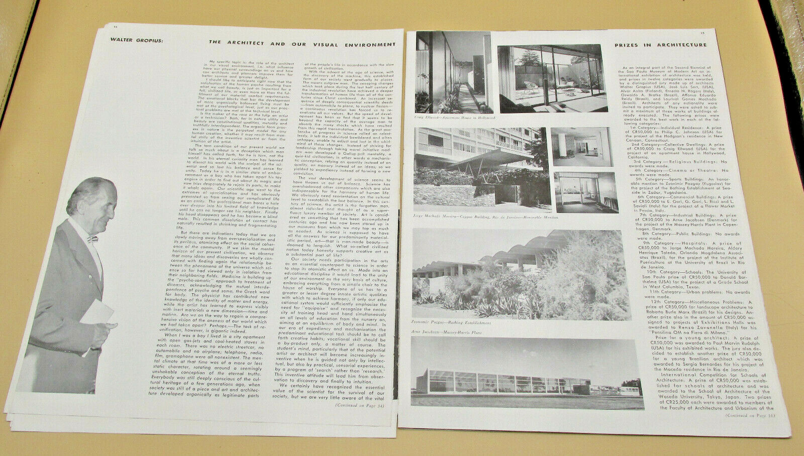 Original Issue Arts & Architecture Magazine March 1954 Loose Pages