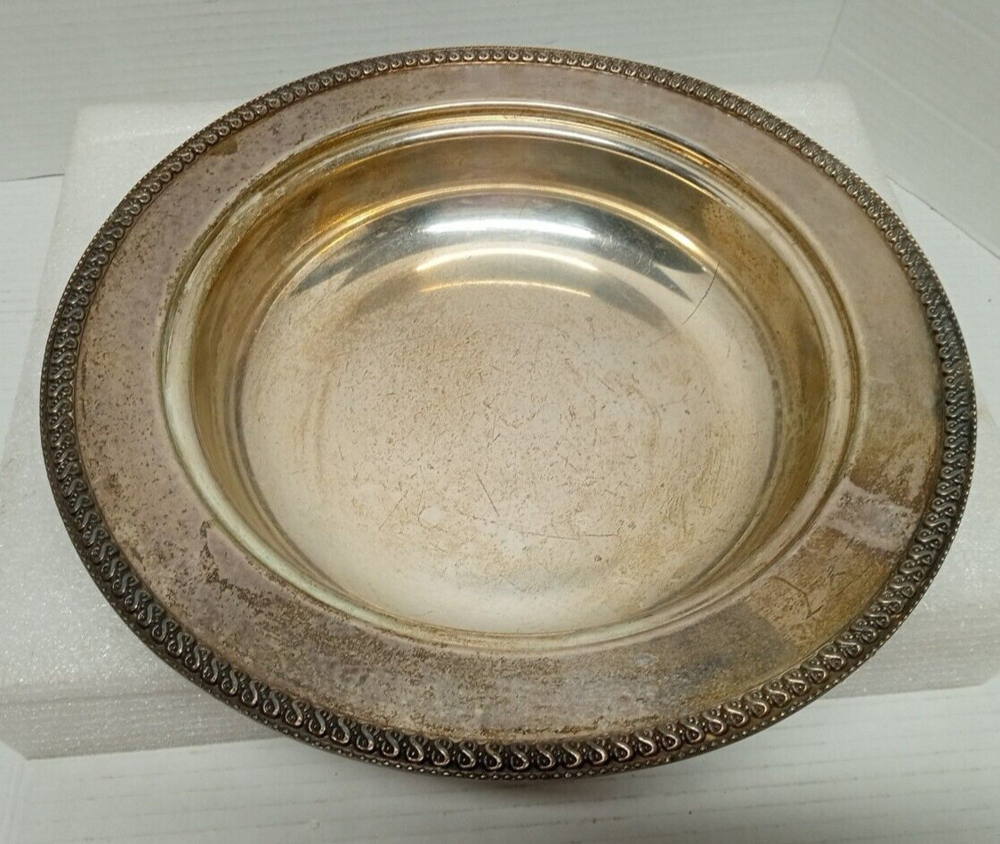 Vtg Keystone Ware Silver Plated In Copper#7114 Oval Serving Bowl Edge Etched 11″