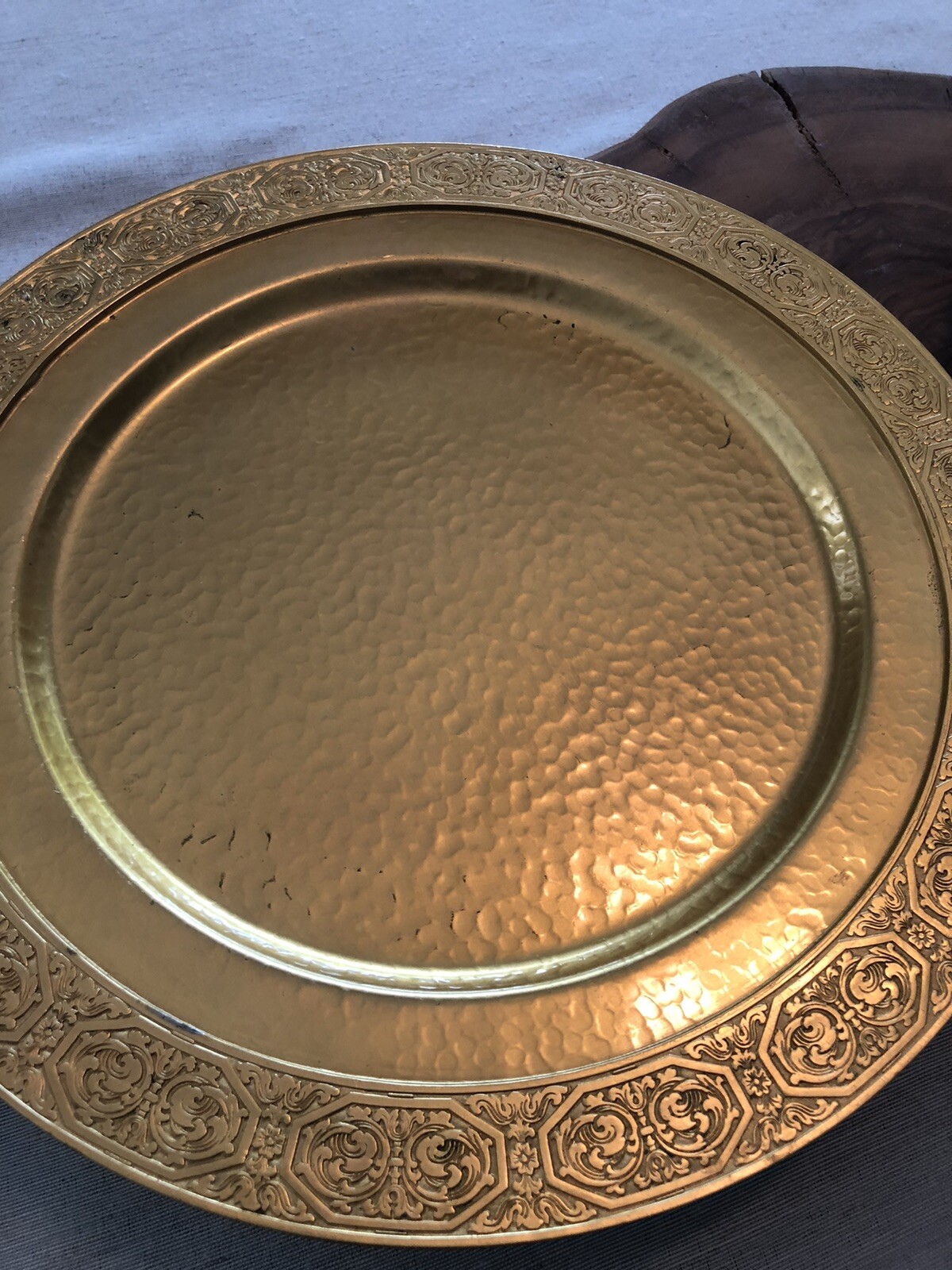 1920’s Apollo Studios By BERNARD RICE’S SONS 10.5” Brass Charger Plates Set Of 2