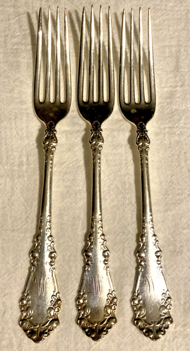 3 Rodgers Bros. Berkshire Silverplate Dinner Forks 7 1/2 inches Rare