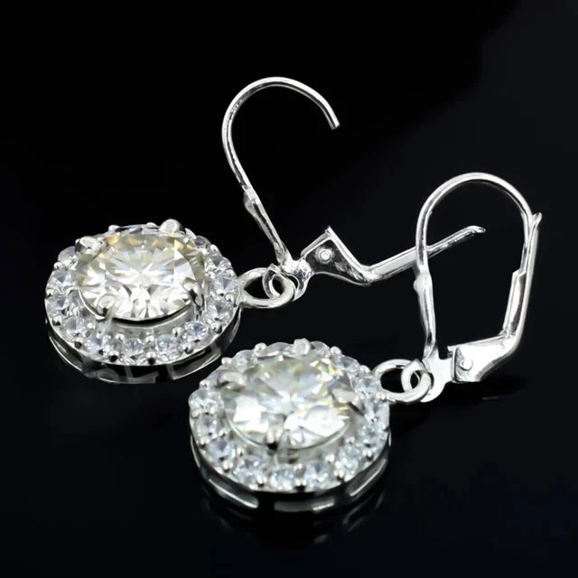 2Ct Round Cut Lab-Created Diamond Drop Dangle Earrings 14K White Gold Plated