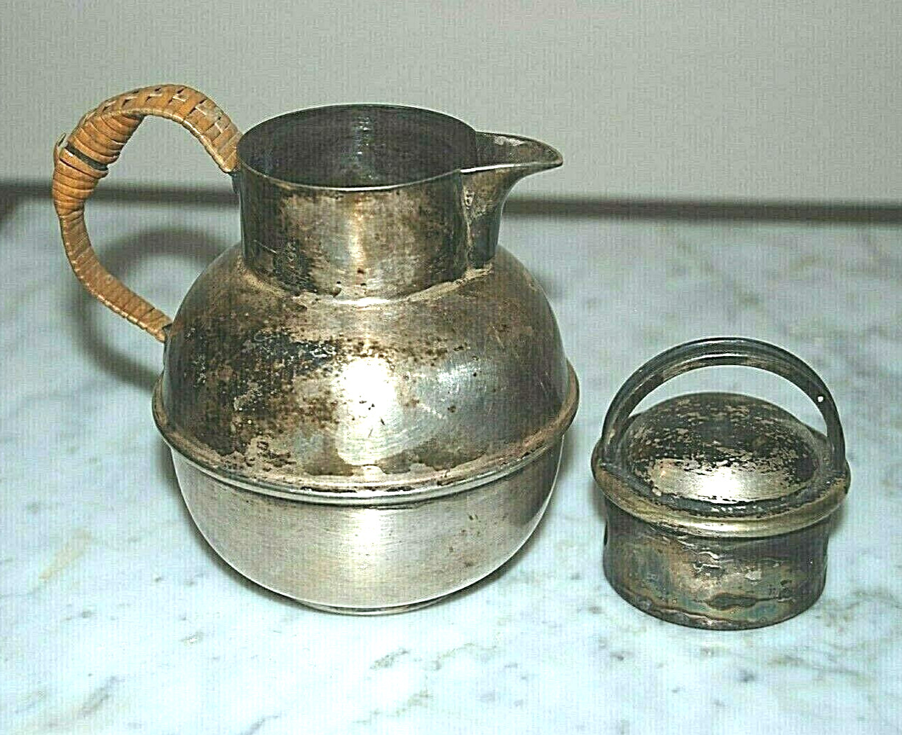 PAIRPOINT MFG Lidded Creamer Wicker Handle 0305 Sheffield Silverplate 1895 Rare