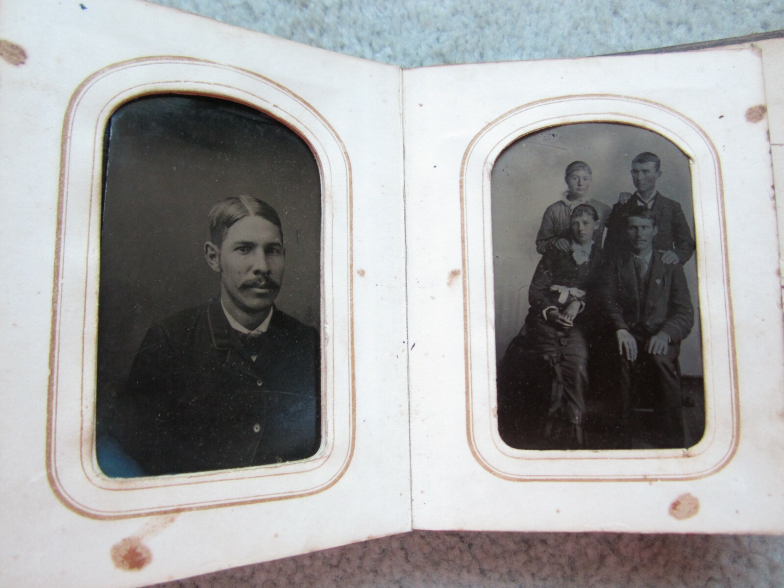 32 tintypes and antique family photo album circa 1880 *SEE BELOW*