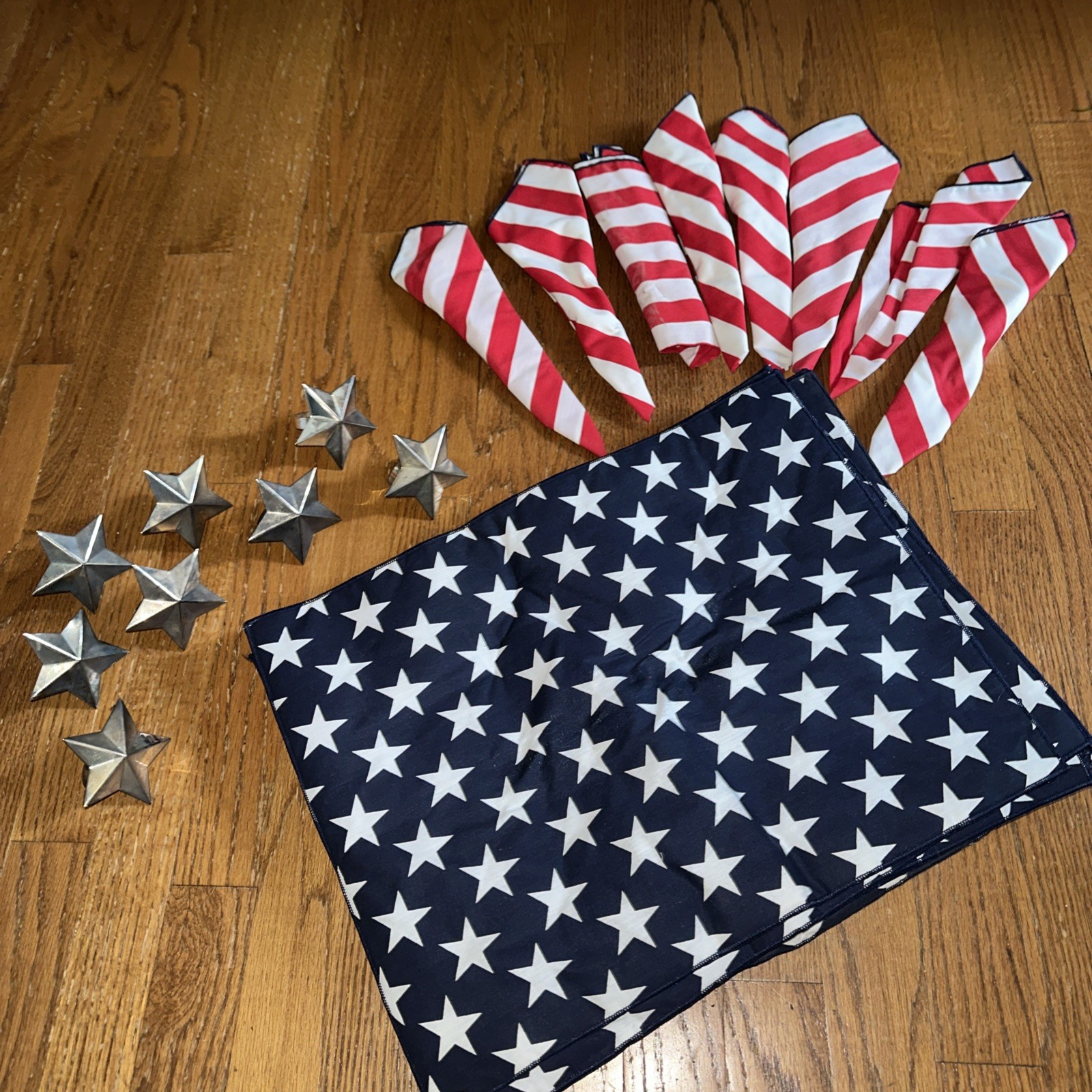 New USA Lot Quilted Padded Placemats Set Of 8 Napkins & Matching Star Rings ❤️
