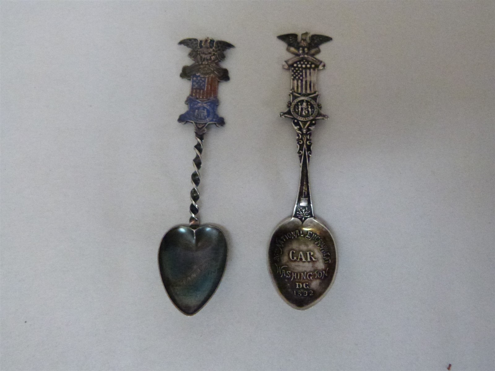 2 VTG GAR Grand Army of the Republic Sterling Silver Spoons 4″ 20g LHE
