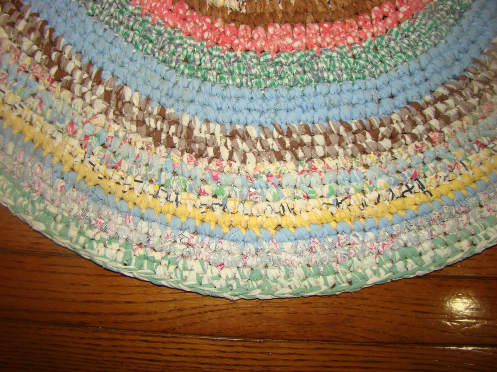 ANTIQUE PRIMITIVE COUNTRY SMALL BRAIDED TABLE TOP MAT FLOOR RUG CARPET COTTON