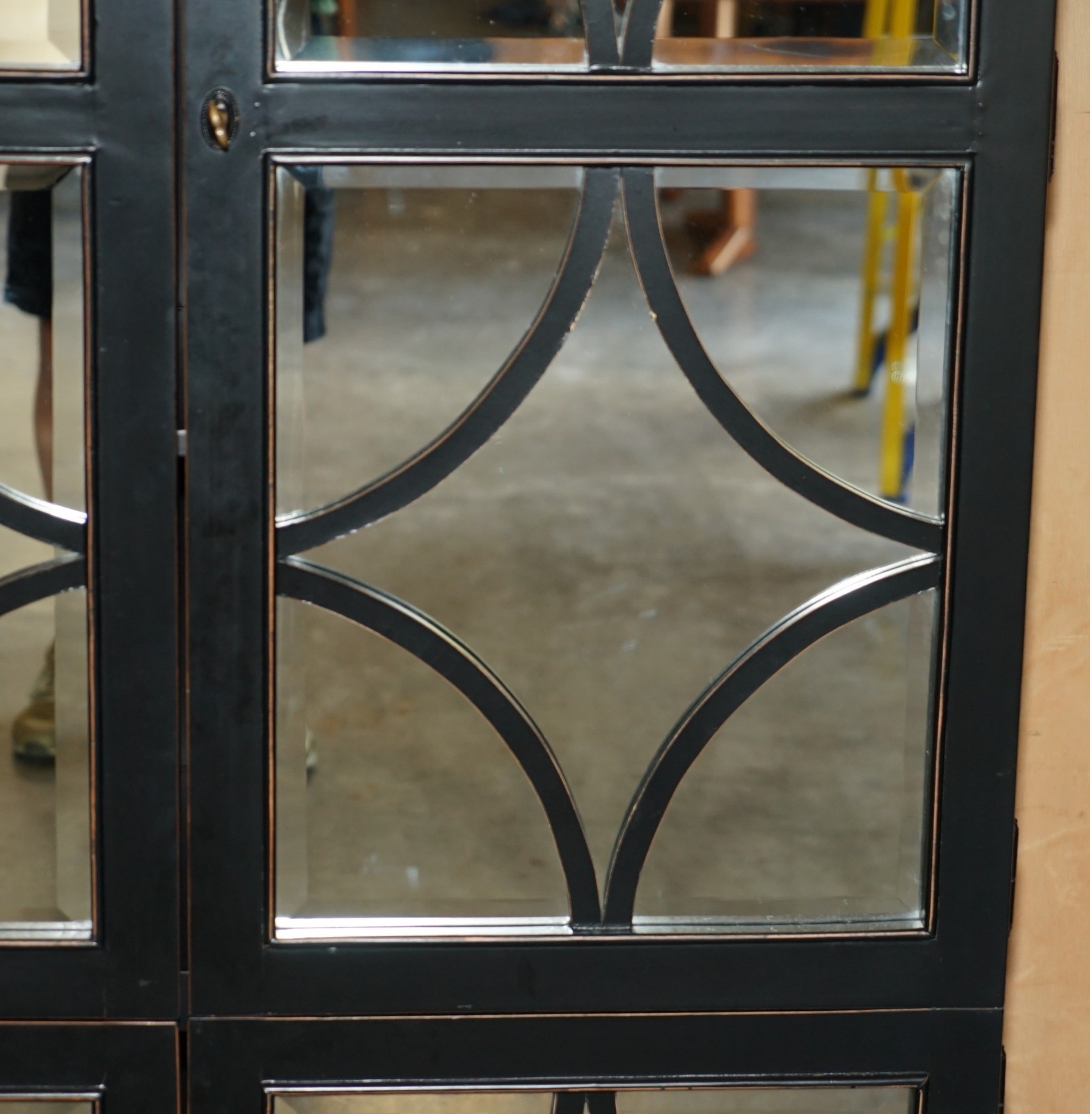 JULIAN CHICHESTER EBONISED WITH MIRRORED DOORS HOUSEKEEPERS STORAGE CUPBOARD