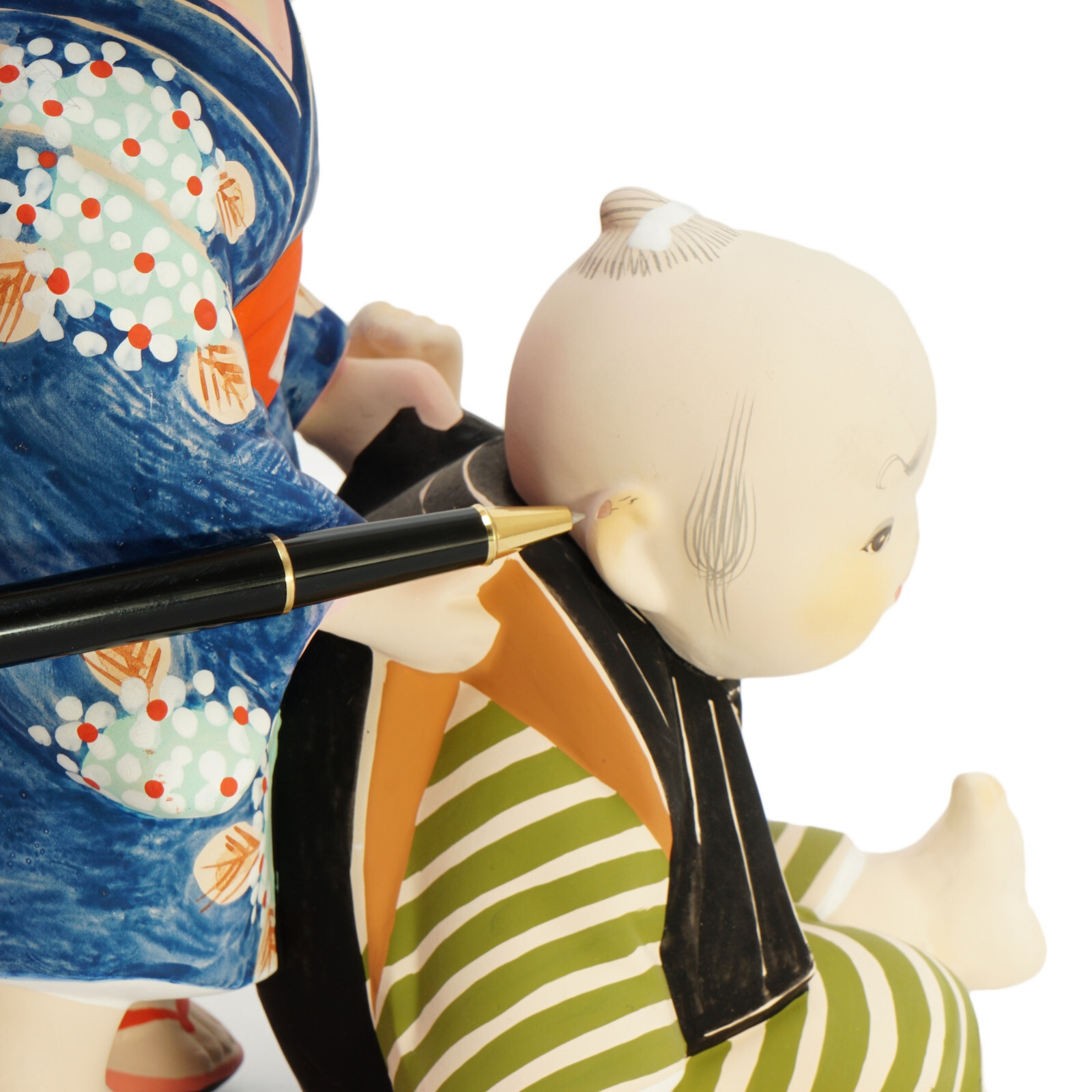 HAKATA Doll Figurine Hand Painted Chalkware Young Brother & Sister Japan